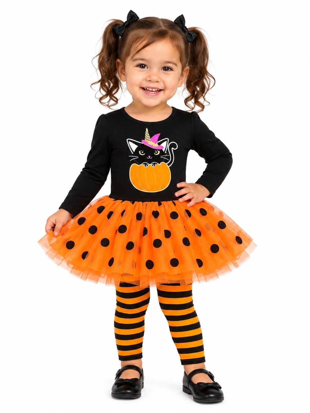 Counting Daisies Cat in Pumpkin Halloween Outfit – 18 Months – NWT